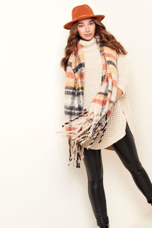 Fedora hoed met PU leren band en gesp Zwart Polyester h5 Afbeelding5